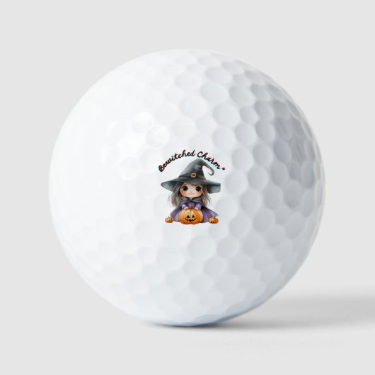 Charmant Heksenmeisje Halloween Decor met Pompoene Golfballen (Voorkant)