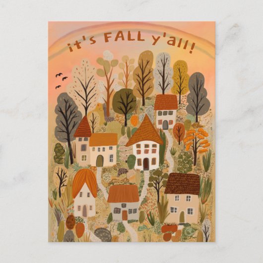 Charmant herfstdorp Het is Herfst Y'all Schattige Briefkaart (Voorkant)