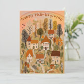 Charmant herfstdorp Thanksgiving feest Kaart (Staand voorkant)