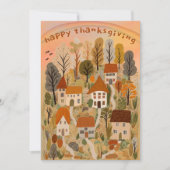 Charmant herfstdorp Thanksgiving feest Kaart (Voorkant)