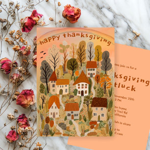 Charmant herfstdorp Thanksgiving feest Kaart