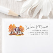 Charmant herfsthuis nieuw adreslabel etiket (Insitu)