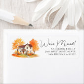 Charmant herfsthuis nieuw adreslabel etiket (Insitu)