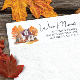 Charmant herfsthuis nieuw adreslabel etiket