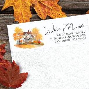 Charmant herfsthuis nieuw adreslabel etiket