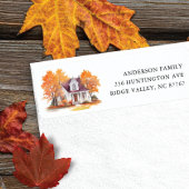 Charmant herfsthuis nieuw adreslabel etiket