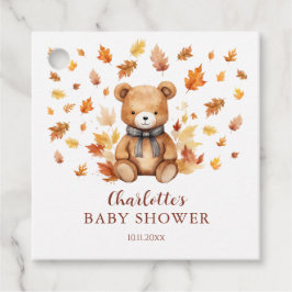 Charmant herfstteddybeer Baby shower Bedankjes Labels