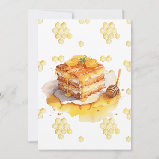 Charmant Honinggeel Schattige Beer Eerste Verjaard Kaart (Achterkant)