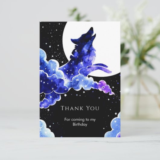 Charmant huilen wolf verjaardag bedankkaart (Staand voorkant)