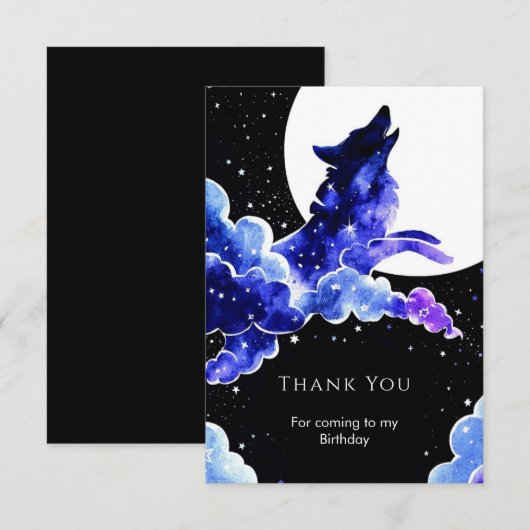 Charmant huilen wolf verjaardag bedankkaart (Voorkant / Achterkant)