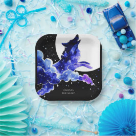 Charmant huilen wolf verjaardag papieren bordje