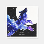 Charmant huilen wolf verjaardag servet (Voorkant)