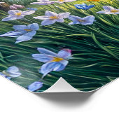 Charmant huisje met krokusbloemen perfect poster (Hoek)