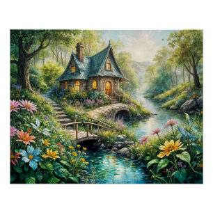 Charmant huisje van Serene Stream Perfect Poster