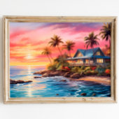 Charmant huisje zeegezicht rustige zonsondergang poster