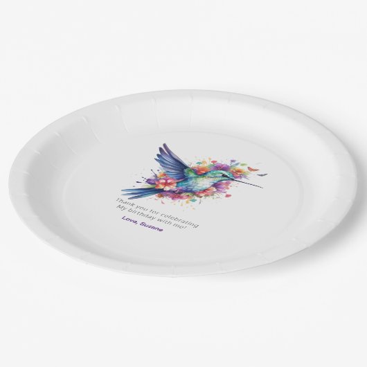 Charmant Hummingbird 2 kleurrijk bloemboeket Papieren Bordje (Gekanteld)