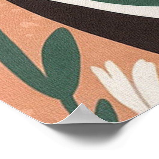 Charmant Kat met bloemen Poster (Hoek)