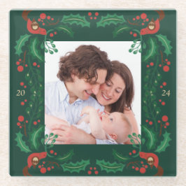 Charmant Kerst Bloemen Lijst Onderzetter Glazen Onderzetter