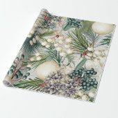 Charmant Kerst Ivoor & Blauw Elegant Cadeaupapier (Uitgerold)