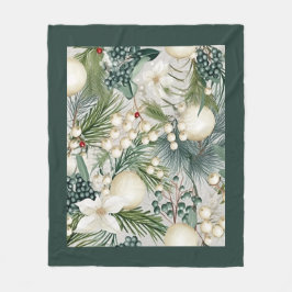 Charmant Kerst Ivoor & Blauw Elegant Fleece Deken