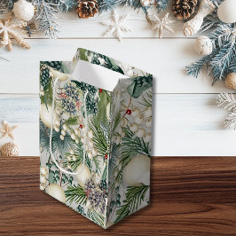 Charmant Kerst Ivoor & Blauw Elegant Medium Cadeauzakje