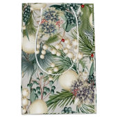 Charmant Kerst Ivoor & Blauw Elegant Medium Cadeauzakje (Voorkant)