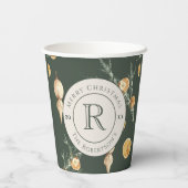 Charmant Kerstbos Groen Monogram Papieren Bekers (Achterkant)