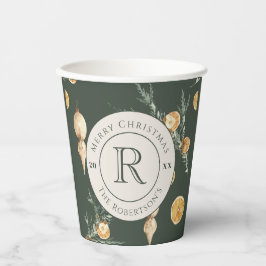 Charmant Kerstbos Groen Monogram Papieren Bekers