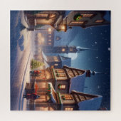 Charmant kerstdorp winter wonderland nacht legpuzzel (Horizontaal)