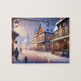 Charmant kerstdorp winter wonderland nacht legpuzzel