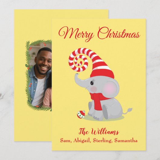 Charmant kerstfeest Baby Elephant Feestdagenkaart (Voorkant / Achterkant)