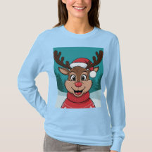 Charmant Kerstrendier Gezicht T-shirt voor Meisjes