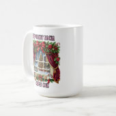 Charmant kerstvenster met feestelijke decoraties koffiemok (Voorkant links)