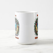 Charmant kerstvenster met feestelijke decoraties koffiemok (Center)