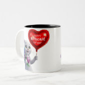 Charmant Kitten National Cat Day T-shirt Tweekleurige Koffiemok (Voorkant links)