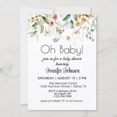 Charmant Kleurrijk  Bloemen Baby shower Kaart (Voorkant)