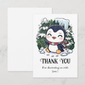 Charmant kleurrijk pinguïn Baby shower Bedankkaart (Voorkant / Achterkant)