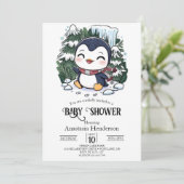 Charmant kleurrijk pinguïn Baby shower Kaart (Staand voorkant)