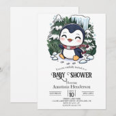 Charmant kleurrijk pinguïn Baby shower Kaart (Voorkant / Achterkant)