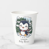 Charmant kleurrijk pinguïn Baby shower Papieren Bekers (Voorkant)