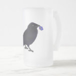 Charmant kraai glitter cadeau met boog matglas bierpul<br><div class="desc">Verspreid vrolijkheid met deze schattige kraai. Charm the Crow Gift Shari Pedowitz,  2024,  artistshari.com. Shari Pedowitz Artistic Empire LLC. Alle rechten voorbehouden.</div>