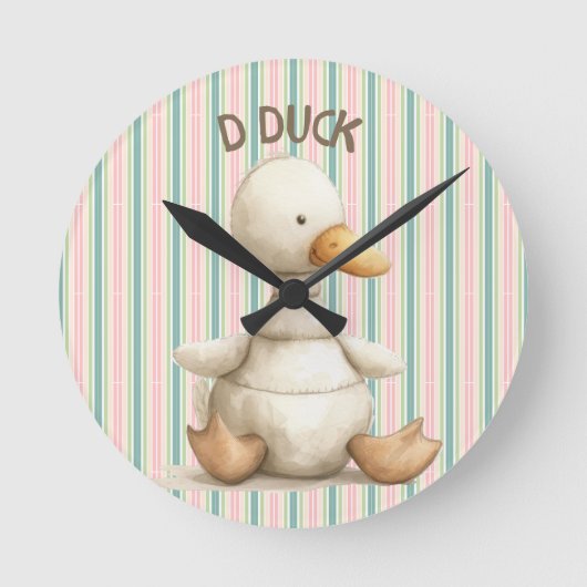 Charmant Kwekerij Ontwerp met Duck & D Duck Accent Ronde Klok (Voorkant)