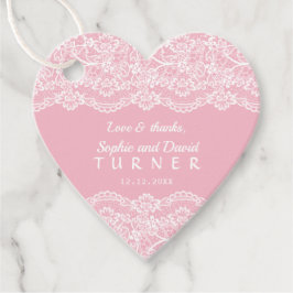 Charmant Lace Pink Wedding Bedankjes Labels