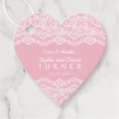 Charmant Lace Pink Wedding Bedankjes Labels (Voorkant)