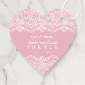Charmant Lace Pink Wedding Bedankjes Labels (Achterkant)
