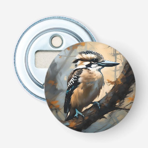 Charmant lachen: Kookaburra in olieverf Button Flesopener