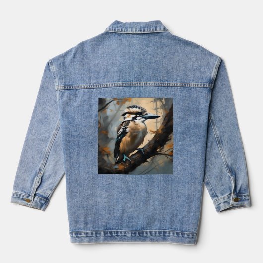 Charmant lachen: Kookaburra in olieverf Denim Jacket (Achterkant)