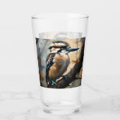 Charmant lachen: Kookaburra in olieverf Glas (Achterkant)