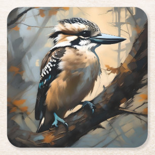 Charmant lachen: Kookaburra in olieverf Kartonnen Onderzetters