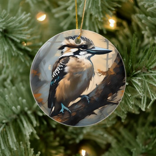Charmant lachen: Kookaburra in olieverf Keramisch Ornament (Boom)